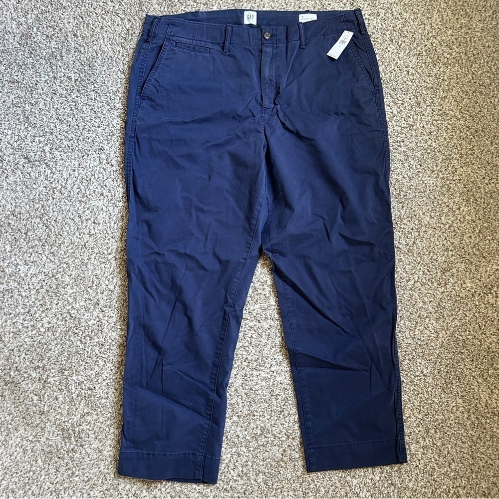 NWT GAP Khaki Straight Pants Navy Blue Casual Office Summer Neutral 16
